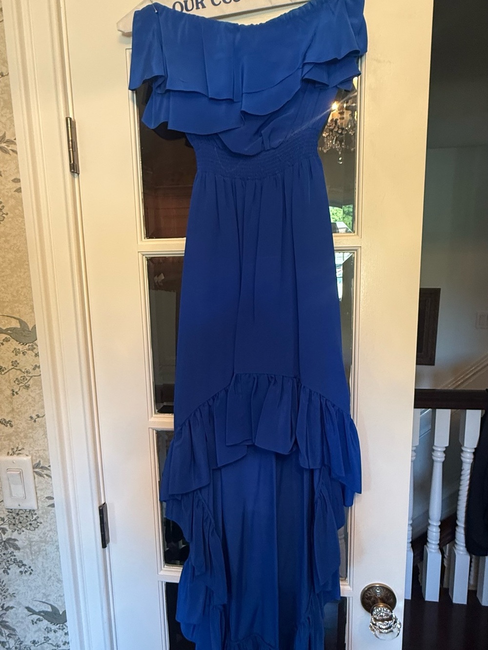 JAYGODFREY Cobalt Blue Off-Shoulder Ruffle Maxi Dress